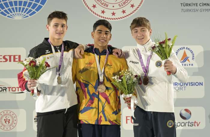 Podio completo otorgó para Colombia Ángel Gabriel Barajas Vivas, en el Mundial  Juvenil de gimnasia artística en Turquía -